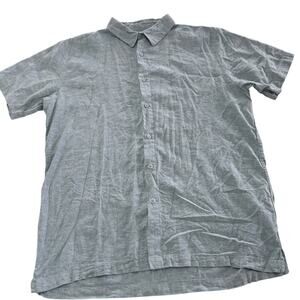 Onia Shirt Mens Large Blue Jack Air Linen Casual Summer Short Sleeve Button Down